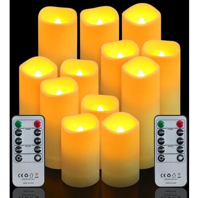 AAMIRA Lot De 12 Bougies À Led ,bougies À Piles À Led Bougies Pilier Avec Télécommande Et Minuteur Flamme Vacillante Decoration Noël - Publicité AAMIRA Lot De 12 Bougies À Led ,bougies À Piles À Led Bougies Pilier Avec Télécommande Et Minuteur Flamme Vacillante Decoration Noël - Publicité