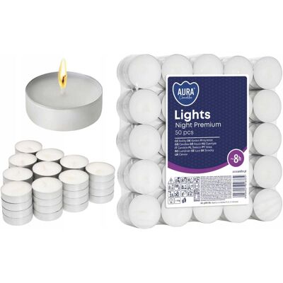 OEM Bougies Aura Lumières Nuit Premium 8h 50 Pièces Pf30-50s - Publicité OEM Bougies Aura Lumières Nuit Premium 8h 50 Pièces Pf30-50s - Publicité