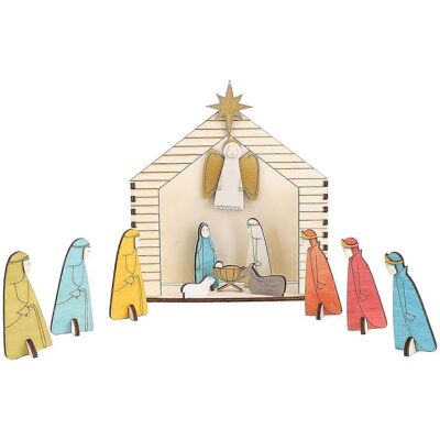 FLAMMKRAFT Crèche En Bois, Ensemble De Figurines, Décoration De Table Pour Pâques, Pour La Maison Et Les Fêtes. Publicité FLAMMKRAFT Crèche En Bois, Ensemble De Figurines, Décoration De Table Pour Pâques, Pour La Maison Et Les Fêtes. Publicité