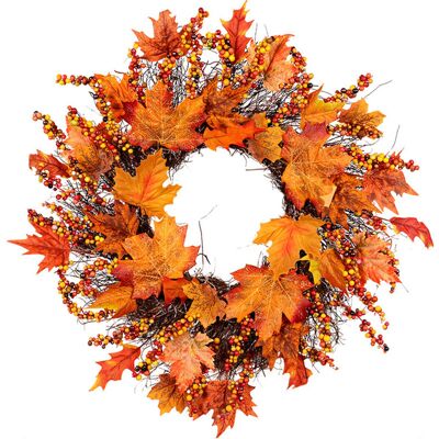 OEM Jeffergarden Couronne De Feuille D'Érable Suspendue À La Porte, Ornement De Vigne Pour Thanksgiving, Halloween-dou - Publicité OEM Jeffergarden Couronne De Feuille D'Érable Suspendue À La Porte, Ornement De Vigne Pour Thanksgiving, Halloween-dou - Publicité