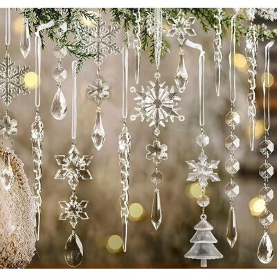 OEM Décorations De Noël En Acrylique Transparent – 24 Flocons De Neige Cristallins Pour Arbre Lumineux, Design Scintillant Et Élégant - Publicité OEM Décorations De Noël En Acrylique Transparent – 24 Flocons De Neige Cristallins Pour Arbre Lumineux, Design Scintillant Et Élégant - Publicité