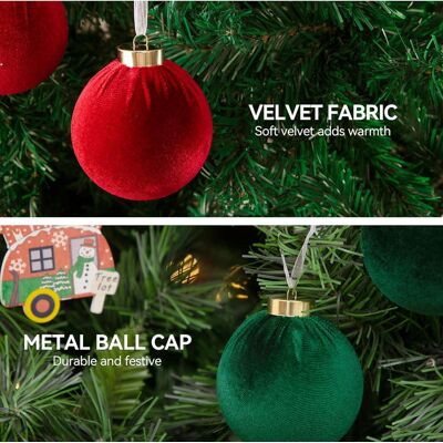 OEM Lot De 12 Boules De Noël En Velours 8cm Décorations D'Arbre De Noël Suspendues Ornements De Sapin Pour Fêtes Et Mariage - Publicité OEM Lot De 12 Boules De Noël En Velours 8cm Décorations D'Arbre De Noël Suspendues Ornements De Sapin Pour Fêtes Et Mariage - Publicité