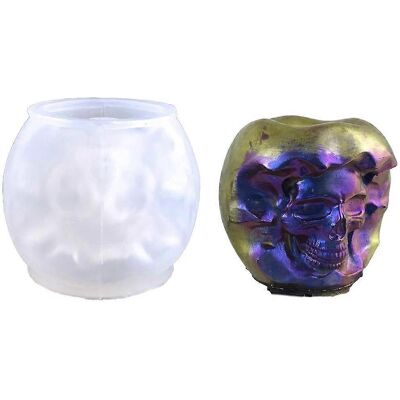 FLAMMKRAFT Moule En Résine En Forme De Tête De Mort Et De Pomme, Moule À Bougies Et Vase En Silicone Pour Décoration Intérieure - Publicité FLAMMKRAFT Moule En Résine En Forme De Tête De Mort Et De Pomme, Moule À Bougies Et Vase En Silicone Pour Décoration Intérieure - Publicité