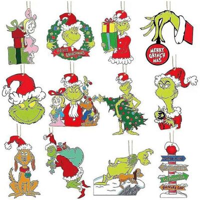 FLAMMKRAFT 24 Décorations De Noël Monstre Vert, Uniques Et Faites À La Main En Bois, Pour Un Sapin De Noël Réussi. Publicité FLAMMKRAFT 24 Décorations De Noël Monstre Vert, Uniques Et Faites À La Main En Bois, Pour Un Sapin De Noël Réussi. Publicité