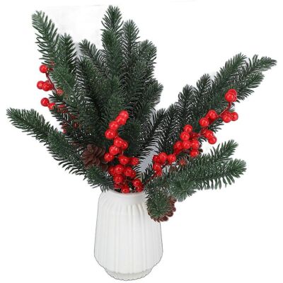 FLAMMKRAFT Branches De Pin, Tiges De Baies Rouges, Décorations Artificielles De Noël Pour La Maison Ou Le Bureau. Publicité FLAMMKRAFT Branches De Pin, Tiges De Baies Rouges, Décorations Artificielles De Noël Pour La Maison Ou Le Bureau. Publicité