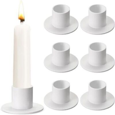ABYSSE Bougeoir Pour Bougies Bâtons Chandelier Pour Bougies De Table Douilles Pour Bougies En Métal Blanc Porte-bougies Pour Décoration De Salon Salle À Manger Chambre À Coucher (6, Blanc) - Publicité ABYSSE Bougeoir Pour Bougies Bâtons Chandelier Pour Bougies De Table Douilles Pour Bougies En Métal Blanc Porte-bougies Pour Décoration De Salon Salle À Manger Chambre À Coucher (6, Blanc) - Publicité
