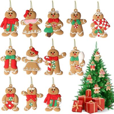 Melissa Lot De 12 Décorations À Suspendre Pour Sapin De Noël, Pendentifs En Forme De Bonhomme En Pain D'Épices Pour Décoration De Fête, Accessoires D'Artisanat (11 Styles De Motif) - Publicité Melissa Lot De 12 Décorations À Suspendre Pour Sapin De Noël, Pendentifs En Forme De Bonhomme En Pain D'Épices Pour Décoration De Fête, Accessoires D'Artisanat (11 Styles De Motif) - Publicité