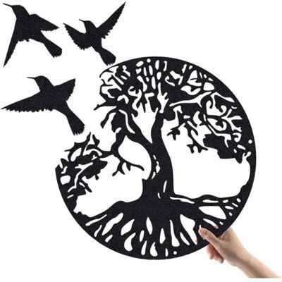 BRAST Art Mural En Métal Arbre De Vie Avec Oiseaux Déco Noir - 28cm/11.02in Décoration Murale Arbre De Vie Deco Metal Murale Moderne Signe De famille Arbre En Métal Décoration D'Intérieur - Publicité BRAST Art Mural En Métal Arbre De Vie Avec Oiseaux Déco Noir - 28cm/11.02in Décoration Murale Arbre De Vie Deco Metal Murale Moderne Signe De famille Arbre En Métal Décoration D'Intérieur - Publicité