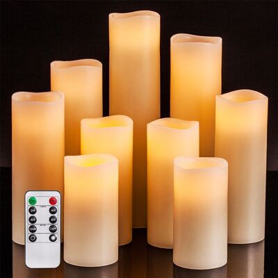 MEMKEY Bougies Décoratives De Noël Sans Flamme, Bougies À Piles, Bougies Vacillantes En Cire Véritable, Bougies Led Sans Flamme, Lot De 9 Avec Télécommande (ivoire) - Publicité MEMKEY Bougies Décoratives De Noël Sans Flamme, Bougies À Piles, Bougies Vacillantes En Cire Véritable, Bougies Led Sans Flamme, Lot De 9 Avec Télécommande (ivoire) - Publicité