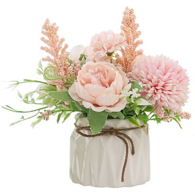 ULISEM Bouquet D’hortensias Artificiels En Soie – Vase Céramique Blanc 12 Cm – Décoration Intérieure Élégante Pour Table, Bureau Ou Fête - Publicité ULISEM Bouquet D’hortensias Artificiels En Soie – Vase Céramique Blanc 12 Cm – Décoration Intérieure Élégante Pour Table, Bureau Ou Fête - Publicité