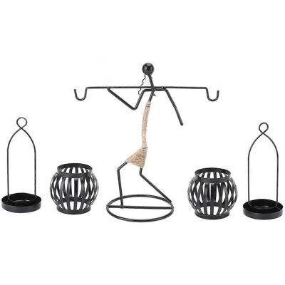 FLAMMKRAFT Bougeoir Moderne En Fer Forgé, Support Rustique En Métal, Ornement Artistique Pour Table De Salon - Publicité FLAMMKRAFT Bougeoir Moderne En Fer Forgé, Support Rustique En Métal, Ornement Artistique Pour Table De Salon - Publicité