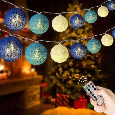 MOXIE Guirlande Lumineuse Boule Coton Led Usb, 3 M 20 Led 8 Modes Avec Télécommande Minuterie, Pour Décoration De Balcon, Noël, Mariage, Fête, Chamber - Publicité MOXIE Guirlande Lumineuse Boule Coton Led Usb, 3 M 20 Led 8 Modes Avec Télécommande Minuterie, Pour Décoration De Balcon, Noël, Mariage, Fête, Chamber - Publicité