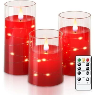 SANS MARQUE Bougies Led Sans Flamme Avec Minuterie, Bougies Sans Flamme Vacillantes, Bol En Acrylique Durable Avec Guirlande D'Étoiles Intégrée, Lot De 3 - Publicité SANS MARQUE Bougies Led Sans Flamme Avec Minuterie, Bougies Sans Flamme Vacillantes, Bol En Acrylique Durable Avec Guirlande D'Étoiles Intégrée, Lot De 3 - Publicité