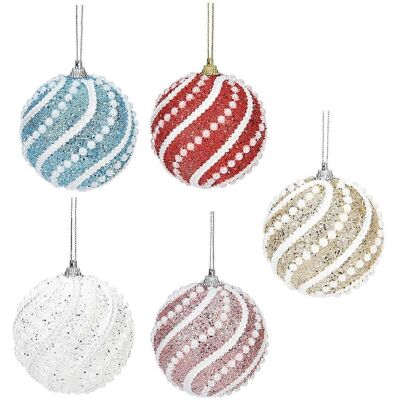 FLAMMKRAFT Lot De 5 Boules Décoratives De Noël À Paillettes Colorées Et Perles, À Suspendre Pour Décorer Le Sapin Et Les Cadeaux. Publicité FLAMMKRAFT Lot De 5 Boules Décoratives De Noël À Paillettes Colorées Et Perles, À Suspendre Pour Décorer Le Sapin Et Les Cadeaux. Publicité