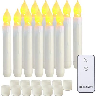 ABYSSE Bougies Coniques Led À Piles Avec Télécommande, Lumière Vacillante, Bougies Coniques Sans Flamme, Lot De 12 Bougies Artificielles Jaune Chaud Pour Halloween Et Fêtes Religieuses - Publicité ABYSSE Bougies Coniques Led À Piles Avec Télécommande, Lumière Vacillante, Bougies Coniques Sans Flamme, Lot De 12 Bougies Artificielles Jaune Chaud Pour Halloween Et Fêtes Religieuses - Publicité