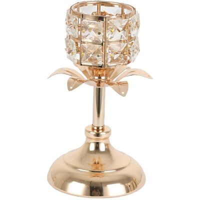YUDO Bougeoir En Cristal Doré Pour Bougie Pilier De Table, Idéal Pour Célébrer Un Anniversaire De Mariage.-11.5x19.5cm - Publicité YUDO Bougeoir En Cristal Doré Pour Bougie Pilier De Table, Idéal Pour Célébrer Un Anniversaire De Mariage.-11.5x19.5cm - Publicité