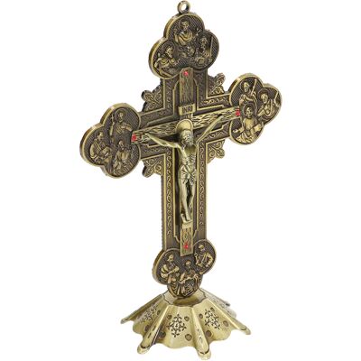 MRTRS Ornement En Forme De Croix En Laiton, Style Vintage, Base Incrustée De Rouge, Base Robuste, Décoration De Bureau En Métal Exquise, Cadeau Catholique. Publicité MRTRS Ornement En Forme De Croix En Laiton, Style Vintage, Base Incrustée De Rouge, Base Robuste, Décoration De Bureau En Métal Exquise, Cadeau Catholique. Publicité
