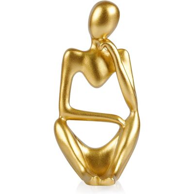 KAJFJAD Sculpture Abstraite De Style Penseur - Résine Effet Grès, Finition Doréemini Statue Pour Collection, Décoration De Bibliothèque Ou De Bureau - Publicité KAJFJAD Sculpture Abstraite De Style Penseur - Résine Effet Grès, Finition Doréemini Statue Pour Collection, Décoration De Bibliothèque Ou De Bureau - Publicité