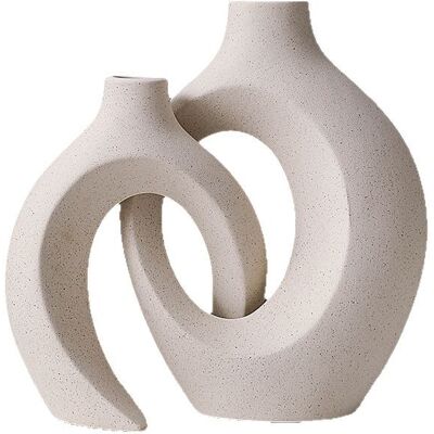 Generic Lot De 2 Vases Creux En Céramique, Vase Décoratif D'Intérieur Beige Moderne Pour Décoration Nordique, Vases À Fleurs Ronds Esthétiques Bohème - Publicité Generic Lot De 2 Vases Creux En Céramique, Vase Décoratif D'Intérieur Beige Moderne Pour Décoration Nordique, Vases À Fleurs Ronds Esthétiques Bohème - Publicité