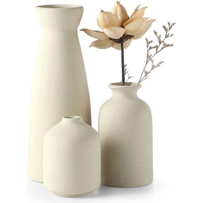 OEM Lot De 3 Vases En Céramique Beige - Style Bohème Moderne Avec Effet Antique - Parfait Pour L'Herbe De La Pampa Et Les Fleurs Séchées-dou - Publicité OEM Lot De 3 Vases En Céramique Beige - Style Bohème Moderne Avec Effet Antique - Parfait Pour L'Herbe De La Pampa Et Les Fleurs Séchées-dou - Publicité