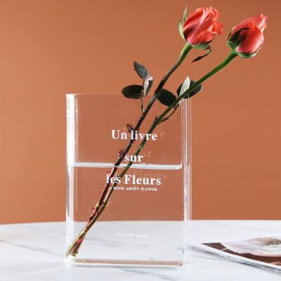 BRAST Vase Decoratif Design, Vase Verre Transparent En Acrylique, Book Vase, Joli Décor D'Étagère Pour Floral Et Décoration - Publicité BRAST Vase Decoratif Design, Vase Verre Transparent En Acrylique, Book Vase, Joli Décor D'Étagère Pour Floral Et Décoration - Publicité