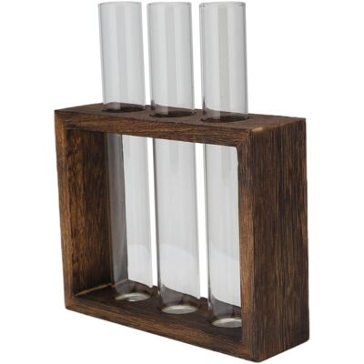 PELTOR Jeffergarden Vase En Tube De Verre De Table, Cadre En Bois De Pin À Haute Teneur En Borosilicate, Plante Rétro Pour Plantes Hydroponiques, Décoration De La Maison, 3 Bouteilles - Publicité PELTOR Jeffergarden Vase En Tube De Verre De Table, Cadre En Bois De Pin À Haute Teneur En Borosilicate, Plante Rétro Pour Plantes Hydroponiques, Décoration De La Maison, 3 Bouteilles - Publicité
