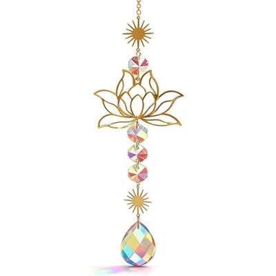ZVD Attrape-soleil Cristal , Attrape-soleil Élégant Pour Fenêtre En Laiton & Verre, Mobile Lotus 41 Cm Pour Salon, Balcon & Jardin, Carillon Décoratif Avec Réflexions Colorées - Publicité ZVD Attrape-soleil Cristal , Attrape-soleil Élégant Pour Fenêtre En Laiton & Verre, Mobile Lotus 41 Cm Pour Salon, Balcon & Jardin, Carillon Décoratif Avec Réflexions Colorées - Publicité