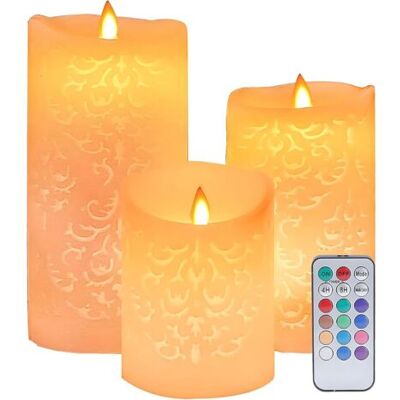 ABYSSE Bougies Sans Flamme, Télécommande À 18 Touches Pour Bougies Led À Changement De Couleur, Minuterie Avec Cycle De 24 Heures , Lot De 3 - Publicité ABYSSE Bougies Sans Flamme, Télécommande À 18 Touches Pour Bougies Led À Changement De Couleur, Minuterie Avec Cycle De 24 Heures , Lot De 3 - Publicité