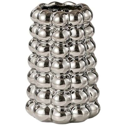 ABYSSE Vase Décoratif En Céramique À Bulles, Pot De Fleurs Moderne Et Unique Pour Salon, Bureau Ou Entrée, Argent - Publicité ABYSSE Vase Décoratif En Céramique À Bulles, Pot De Fleurs Moderne Et Unique Pour Salon, Bureau Ou Entrée, Argent - Publicité