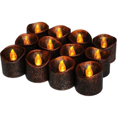ABYSSE Lot De 12 Lampes Chauffe-plat Led Sans Flamme À Piles - Style Rétro - Lumière Jaune Clignotante - Pour Halloween, Thanksgiving, Les Fêtes Et La Maison. Publicité ABYSSE Lot De 12 Lampes Chauffe-plat Led Sans Flamme À Piles - Style Rétro - Lumière Jaune Clignotante - Pour Halloween, Thanksgiving, Les Fêtes Et La Maison. Publicité