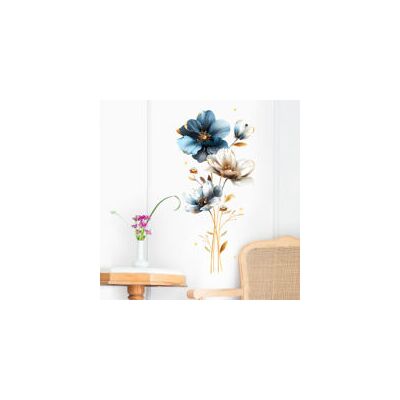 OEM Stickers Muraux Fleurs Bleues Grand Autocollant Mural Floral Papillons Doré Feuilles Plante Décoration Murale Chambre Enfants Salon Tv Mur-crezuo - Publicité OEM Stickers Muraux Fleurs Bleues Grand Autocollant Mural Floral Papillons Doré Feuilles Plante Décoration Murale Chambre Enfants Salon Tv Mur-crezuo - Publicité