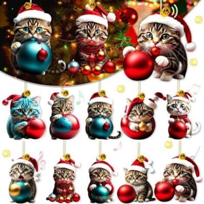 Ecleanfy-10 Articles Boule De Noel Chat,decoration Noel Chat-pendentifs En Acrylique-2d Décorations De Noël Pour Sapin,objets De Décoration De Noël,pour Une Décoration Festive À Thème - Publicité Ecleanfy-10 Articles Boule De Noel Chat,decoration Noel Chat-pendentifs En Acrylique-2d Décorations De Noël Pour Sapin,objets De Décoration De Noël,pour Une Décoration Festive À Thème - Publicité