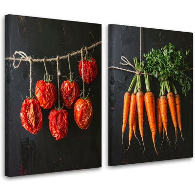FEEBY Tableaux Sur Toile Lot Tomates Et Carottes Séchées Suspendues 2 X 80x120 - Publicité FEEBY Tableaux Sur Toile Lot Tomates Et Carottes Séchées Suspendues 2 X 80x120 - Publicité