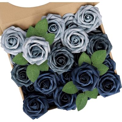 OEM Lot De 25 Rose Artificielle, Mousse De Latex, Tige Flexible 18cm, Tête 8cm, Bleu, Pour Mariage, Fête, Décoration Maison - Publicité OEM Lot De 25 Rose Artificielle, Mousse De Latex, Tige Flexible 18cm, Tête 8cm, Bleu, Pour Mariage, Fête, Décoration Maison - Publicité