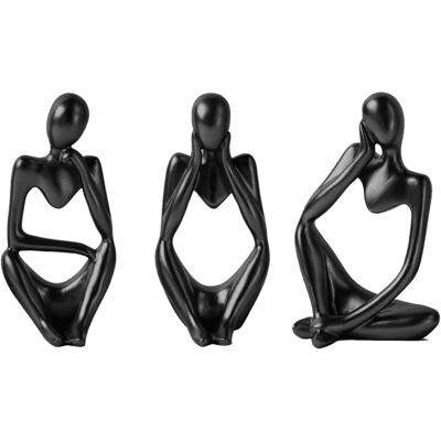 OEM Statue De Penseur Nordique 3 Pièces Sculpture De Penseur Abstrait Figurine De Penseur En Résine Ornement De Penseur Fait À La Main (noir) - Publicité OEM Statue De Penseur Nordique 3 Pièces Sculpture De Penseur Abstrait Figurine De Penseur En Résine Ornement De Penseur Fait À La Main (noir) - Publicité
