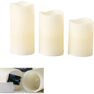 HERUSI Lot De 3 Bougies Pour La Décoration Intérieure, Anniversaire/fête/jardin/décoration De Noël (fonctionne Avec Des Piles, Sans Télécommande) - Publicité HERUSI Lot De 3 Bougies Pour La Décoration Intérieure, Anniversaire/fête/jardin/décoration De Noël (fonctionne Avec Des Piles, Sans Télécommande) - Publicité