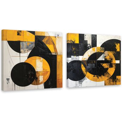 FEEBY Tableaux Sur Toile Lot Cercles Et Formes Noir Et Jaune 2 X 30x30 - Publicité FEEBY Tableaux Sur Toile Lot Cercles Et Formes Noir Et Jaune 2 X 30x30 - Publicité