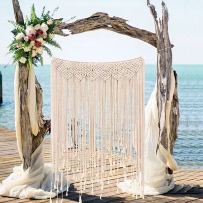 BRINSEA Macramé Mural Bohème Mariage Cintre Coton Fait À La Main Décoration Murale (100 X 115 Cm) - Publicité BRINSEA Macramé Mural Bohème Mariage Cintre Coton Fait À La Main Décoration Murale (100 X 115 Cm) - Publicité
