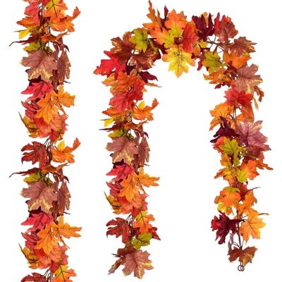 OEM Lot De 2 Guirlandes De Feuilles D'Érable Artificielles, 180cm/pièce Automne Guirlande D'Érable Automne Suspendu Vignes De Feuilles D'Automne Pour Thanksgiving Halloween Cheminée Décoration De Noël-dou - Publicité OEM Lot De 2 Guirlandes De Feuilles D'Érable Artificielles, 180cm/pièce Automne Guirlande D'Érable Automne Suspendu Vignes De Feuilles D'Automne Pour Thanksgiving Halloween Cheminée Décoration De Noël-dou - Publicité