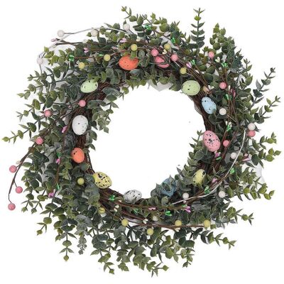 FLAMMKRAFT Couronne De Pâques Artificielle De 45 Cm Avec Œufs Pastel Et Baies Colorées, Idéale Pour Décorer Votre Porte D'Entrée. Publicité FLAMMKRAFT Couronne De Pâques Artificielle De 45 Cm Avec Œufs Pastel Et Baies Colorées, Idéale Pour Décorer Votre Porte D'Entrée. Publicité