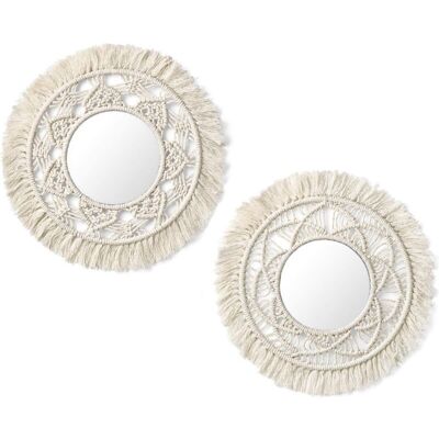 OEM Lot De 2 Miroirs Muraux À Suspendre Avec Franges En Macramé-crezuo - Publicité OEM Lot De 2 Miroirs Muraux À Suspendre Avec Franges En Macramé-crezuo - Publicité