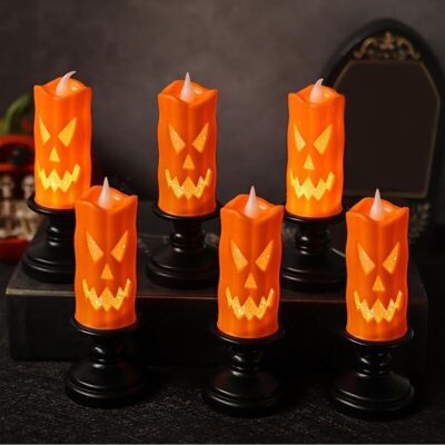 Scotch 6 Pièces Halloween Bougie Sans Flamme, Halloween Decoration Citrouille Lumineuse, Decoration Halloween Lanterne Led Bougeoir, Décoration Halloween Intérieur Et Extérieur, Deco Jardin - Publicité Scotch 6 Pièces Halloween Bougie Sans Flamme, Halloween Decoration Citrouille Lumineuse, Decoration Halloween Lanterne Led Bougeoir, Décoration Halloween Intérieur Et Extérieur, Deco Jardin - Publicité
