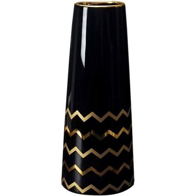 FOGSHIELD 25cm Vase De Fleur Noir Or Céramique Vases Decoratifs Design Haut Pour Maison, Fête, Centre De Table De Mariage - Publicité FOGSHIELD 25cm Vase De Fleur Noir Or Céramique Vases Decoratifs Design Haut Pour Maison, Fête, Centre De Table De Mariage - Publicité