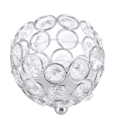 MCKENSA Porte-bougies Chauffe-plat En Cristal, Centres De Table Pour Décoration De Mariage (argenté, Diamètre 8 Cm) - Publicité MCKENSA Porte-bougies Chauffe-plat En Cristal, Centres De Table Pour Décoration De Mariage (argenté, Diamètre 8 Cm) - Publicité