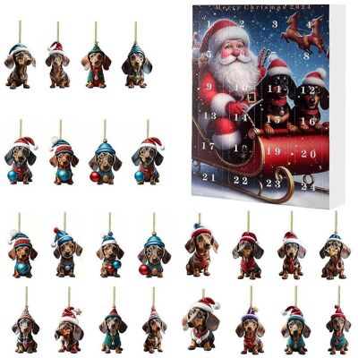 FLAMMKRAFT Calendrier De L'Avent De Vacances Avec Pendentif Teckel Mignon, Compte À Rebours De 24 Jours Avant Noël, Type Cadeau A - Publicité FLAMMKRAFT Calendrier De L'Avent De Vacances Avec Pendentif Teckel Mignon, Compte À Rebours De 24 Jours Avant Noël, Type Cadeau A - Publicité