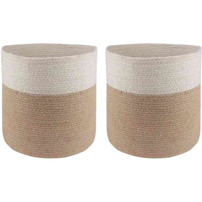 Vidaxl Plant Pot Set 2 Pcs Natural And White Ø 28 X 28 Cm - Publicité Vidaxl Plant Pot Set 2 Pcs Natural And White Ø 28 X 28 Cm - Publicité