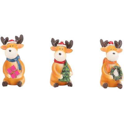 FLAMMKRAFT Décoration De Noël Renne Statue En Résine Figurine De Renne Mignon De Dessin Animé Pour Table Ou Bureau - Publicité FLAMMKRAFT Décoration De Noël Renne Statue En Résine Figurine De Renne Mignon De Dessin Animé Pour Table Ou Bureau - Publicité