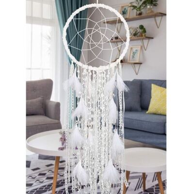 FANGMEDIA Grand Attrape-rêves Avec Plumes Blanches Et Clochettes, Style Bohème, En Macramé, À Suspendre Au Mur, Décoration Intérieure, Artisanat De Noël, Cadeau (blanc) - Publicité FANGMEDIA Grand Attrape-rêves Avec Plumes Blanches Et Clochettes, Style Bohème, En Macramé, À Suspendre Au Mur, Décoration Intérieure, Artisanat De Noël, Cadeau (blanc) - Publicité