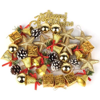 OEM Ornement Sapin De Noel, 36pcs Deco Sapin Noel Pendentif, Petit Sapin De Noel Deco, Pailletées Boule De Noel, Boîtes Cadeau, Pommes De Pin, Étoiles, Cloche, Joyeux Noël, Or - Publicité OEM Ornement Sapin De Noel, 36pcs Deco Sapin Noel Pendentif, Petit Sapin De Noel Deco, Pailletées Boule De Noel, Boîtes Cadeau, Pommes De Pin, Étoiles, Cloche, Joyeux Noël, Or - Publicité