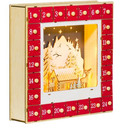 OEM Calendrier De L'Avent Led Avec Décor De Village, 24 Grands Tiroirs, Mdf, 34 X 7 X 34 Cm, Rouge-crezuo - Publicité OEM Calendrier De L'Avent Led Avec Décor De Village, 24 Grands Tiroirs, Mdf, 34 X 7 X 34 Cm, Rouge-crezuo - Publicité